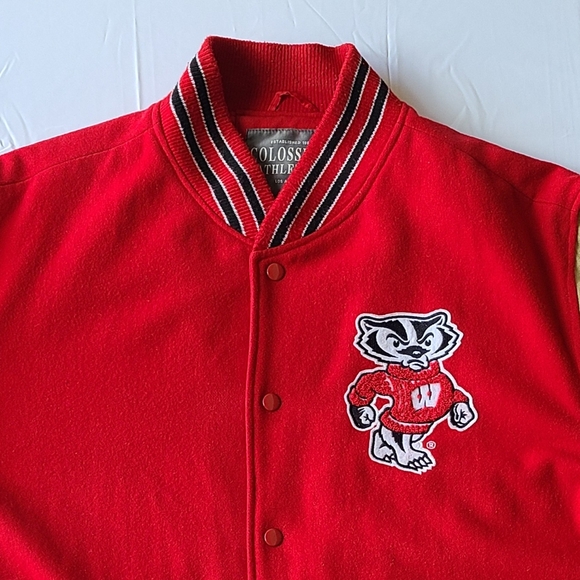 Vtg Wisconsin Badgers Leather Wool Letterman Varsity Bomber Jacket Bucky Coat XL - Picture 5 of 16